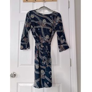H&M navy patterned dress, size 4.